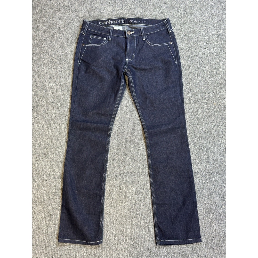 Carhartt WB032 Modern Fit Boot Cut Jeans Women's 30x32 Dark Wash Flap Pocket